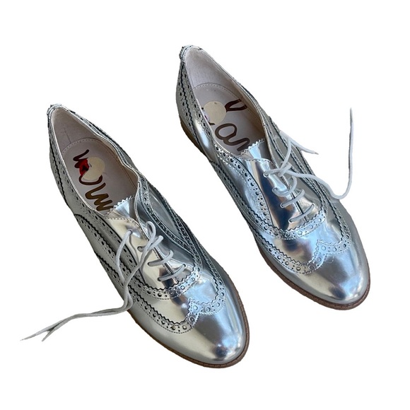 Sam Edelman Silver Jerome Oxford Sneaker Lace Shoes Size 10 - Picture 2 of 9